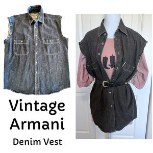 Armani Jeans Vintage Blackish Denim Vest Sz Medium Boho Rock Western Festival